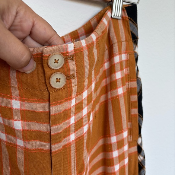 Anthropologie by Maeve Plaid Wide-Leg Pants in Orange and Black - Picture 5 of 13